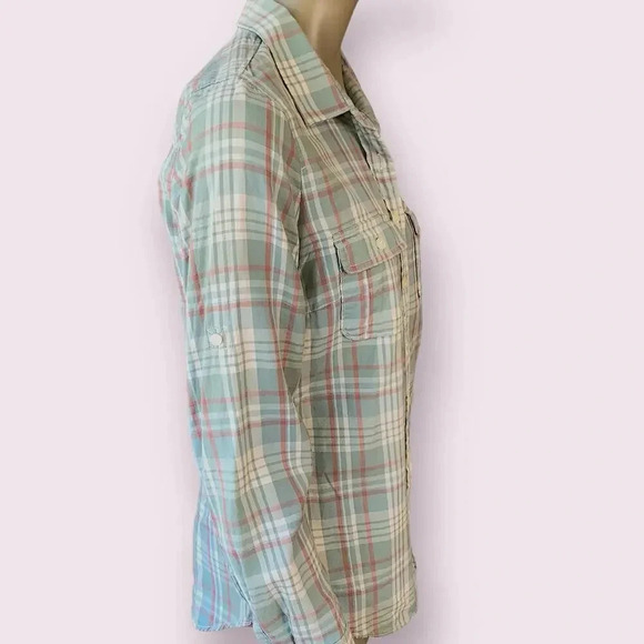 J. Crew Perfect Shirt Western Plaid Button Up Long Sleeves Size S Green Cotton - Picture 7 of 15